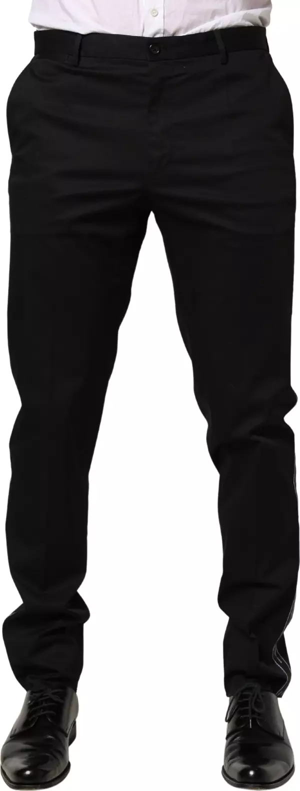 Black Cotton Skinny Men Dress Trouser Pants