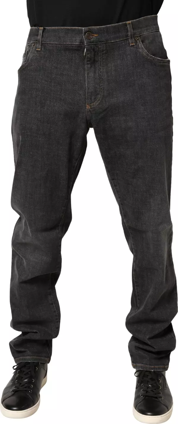Dark Gray Slim Fit Cotton Men Denim Jeans