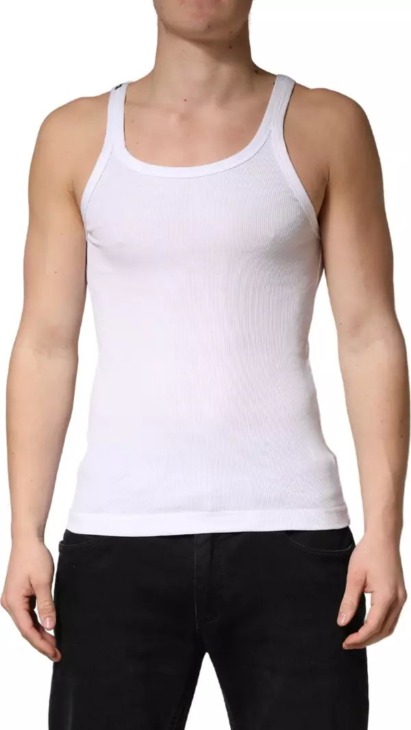 White Sleeveless Round Neck Tank Top T-shirt
