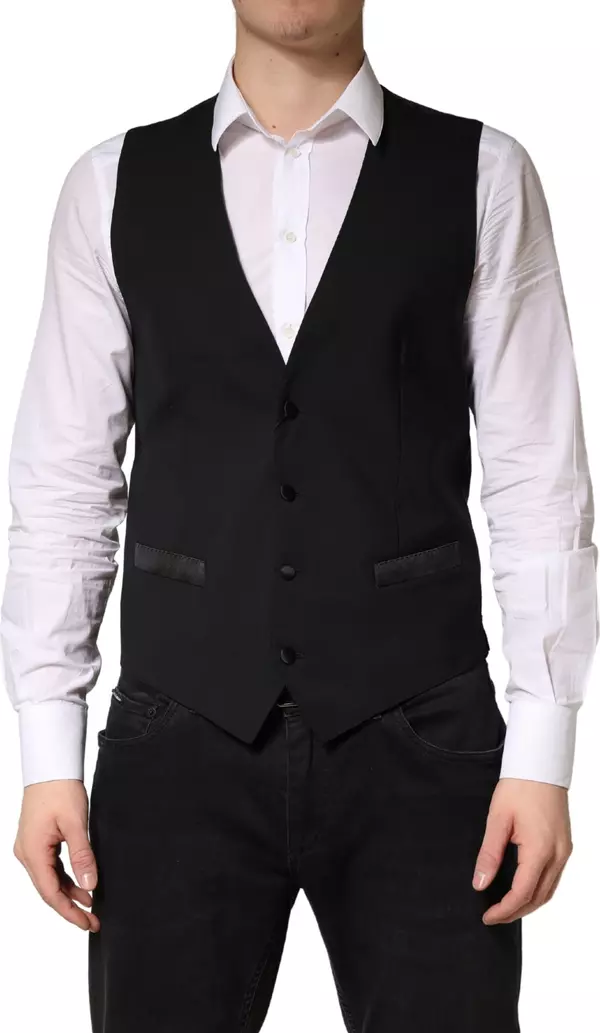Black Wool Dress Men Formal Waistcoat Vest