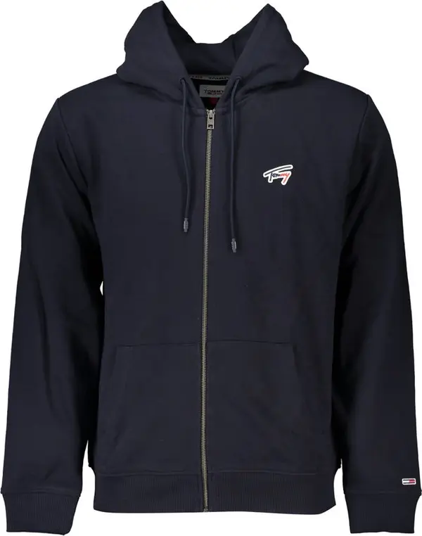 Blue Cotton Men's Hooded Sweatshirt