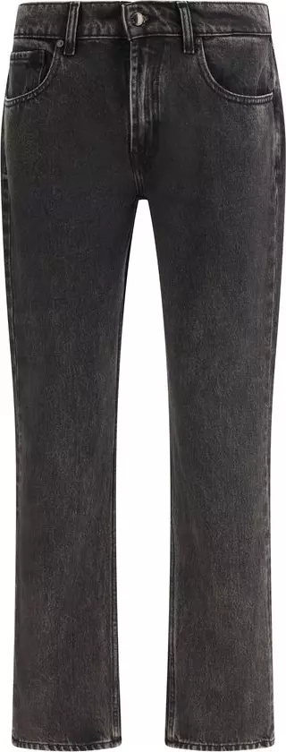 Black Cotton Straight-Leg Jeans