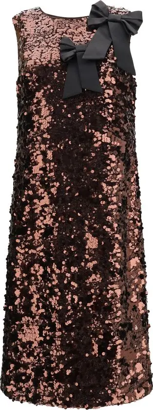 Brown Recycled Polyester Cocktail Dress
