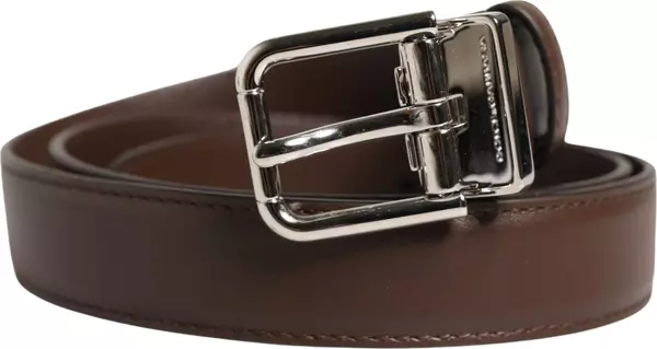 Belt Men Brown Classic Leather Metal Buckle Belt