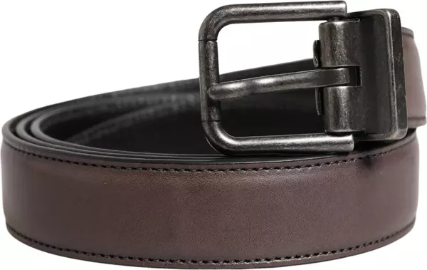 Men Brown Classic Leather Metal Buckle Belt