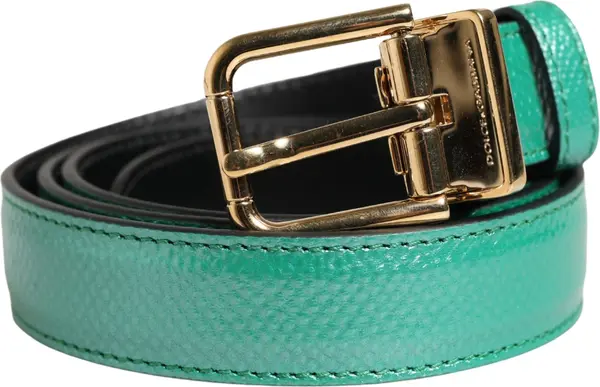 Men Green Classic Leather Metal Buckle Belt