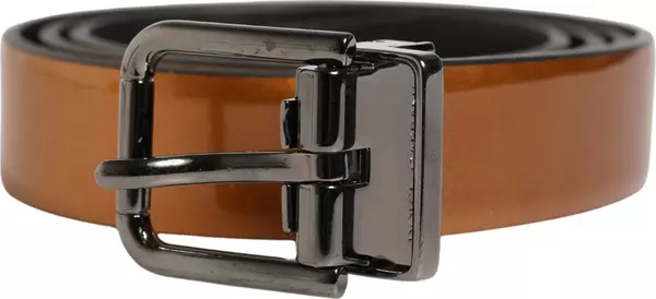 Men Brown Classic Leather Metal Buckle Belt