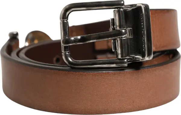 Men Brown Classic Leather Metal Buckle Belt