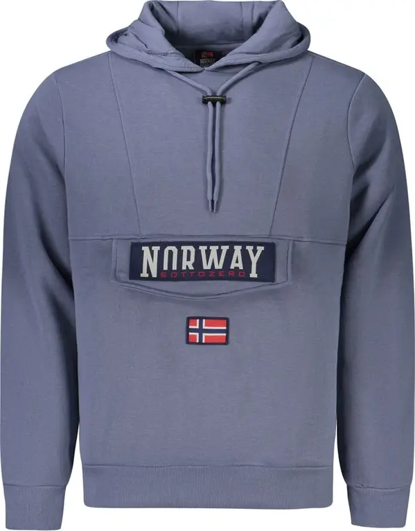 Blue Cotton Men's Hooded Sweater