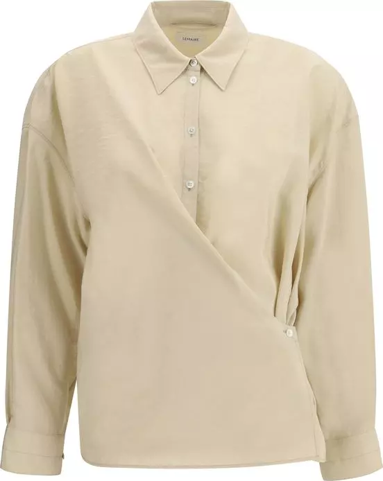 Beige Silk Dress Shirt