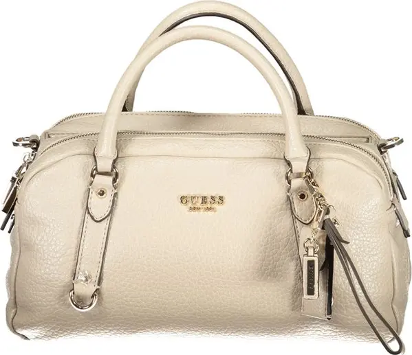 Beige Polyurethane Women's Handbag