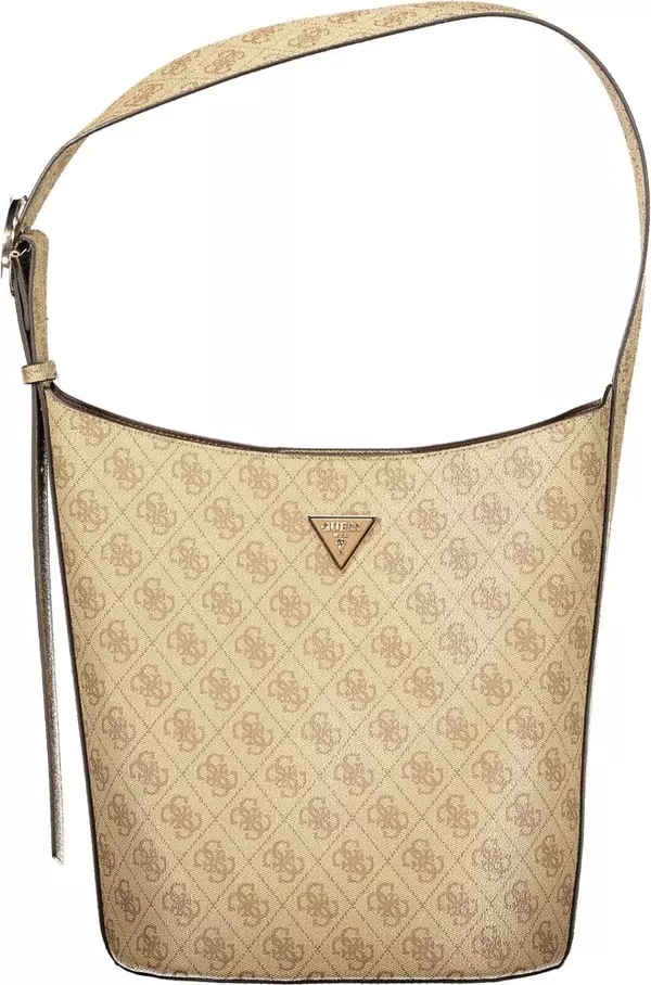 Beige Polyurethane Women Handbag