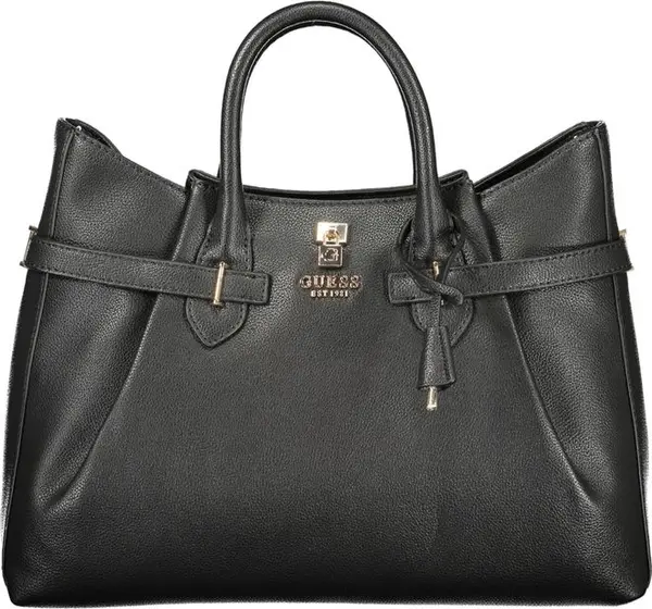 Black Polyurethane Women Handbag