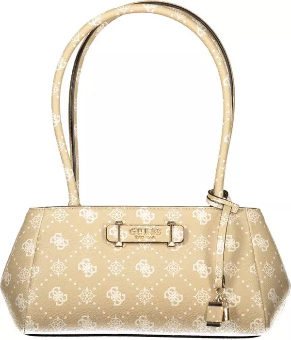 Beige Polyurethane Women Handbag