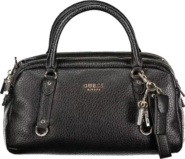 Black Polyurethane Women Handbag