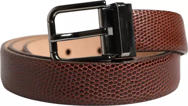 Men Brown Goatskin Leather Metal Buckle Belt