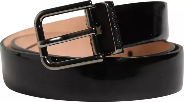 Men Black Classic Leather Metal Buckle Belt