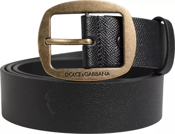 Men Black Classic Leather Metal Buckle Belt