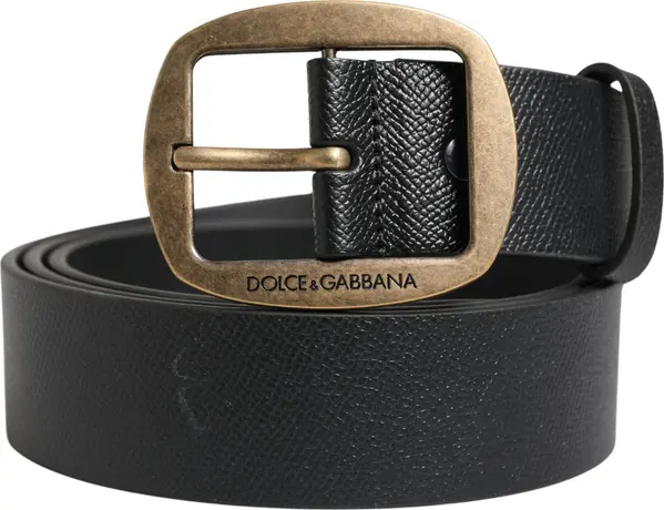 Men Black Classic Leather Metal Buckle Belt