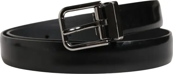 Men Black Leather Classic Metal Buckle Belt