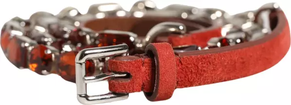 Red Velvet Crystals Chain Embellished Belt