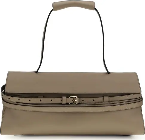 Beige Calf Leather Bos Taurus Shoulder Bag