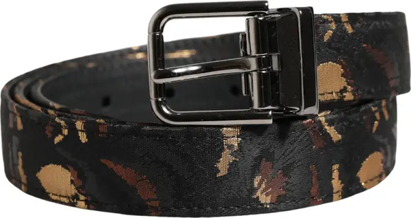 Multicolor Jacquard Silver Metal Buckle Belt