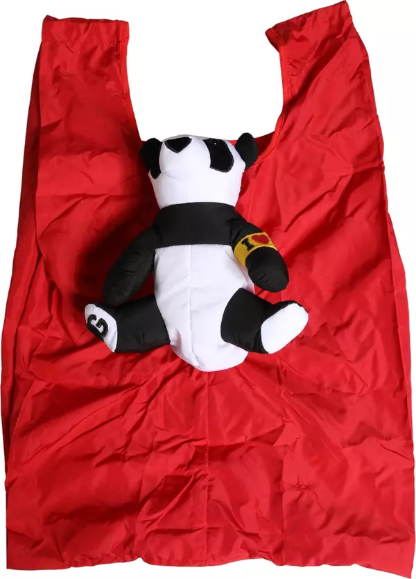 Men Red Polyester Panda Stuffed Ecobag Tote Borse Bag