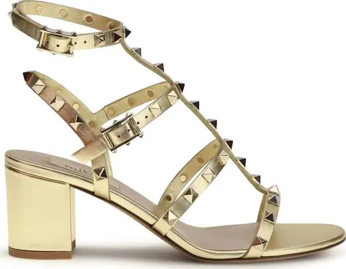Gold Calf Leather Bos Taurus Strap-On Sandals