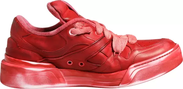 Red Distressed Suede Men Sneakers Shoes