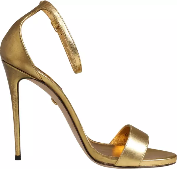 Gold Leather Keira High Heels Sandals Shoes
