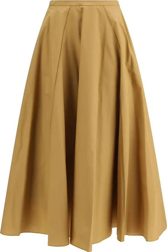 Beige Cotton Long Skirt