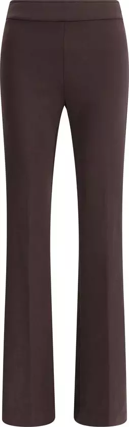 Brown Elastane Flared Pants