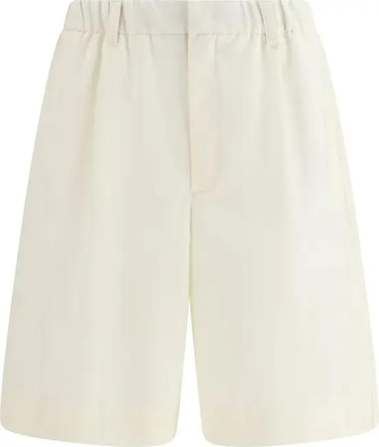 Beige Polyester Bermuda Shorts