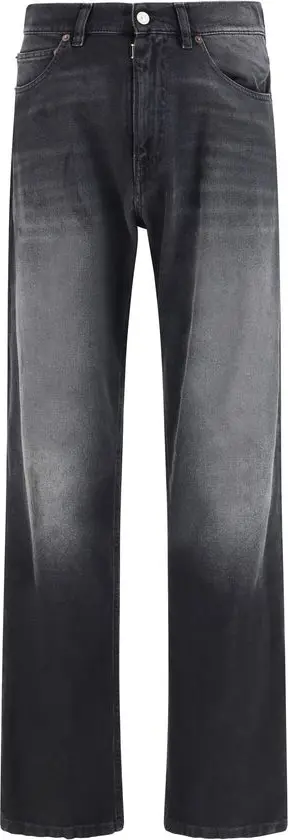 Black Cotton Straight-Leg Jeans