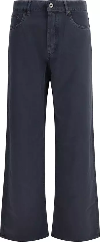Blue Cotton Flared Jeans