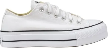 White Fabric Platform Sneakers