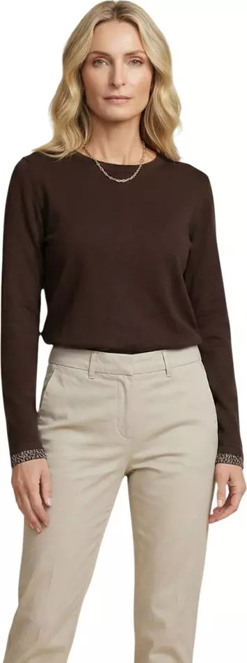 Brown Cotton Long Sleeve T-Shirt