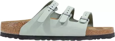 Green Leather Flat Sandals