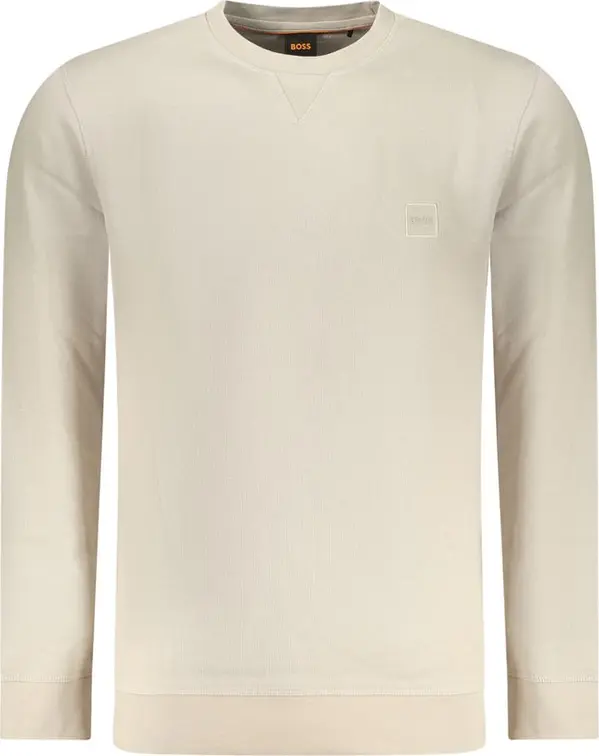 Beige Cotton Men Sweatshirt