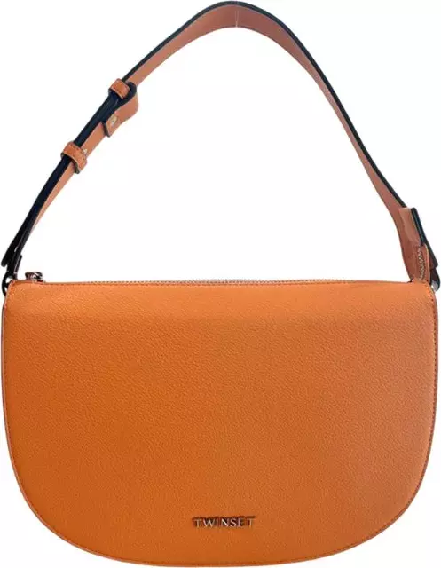 Orange Polyurethane Women Shoulder Bag
