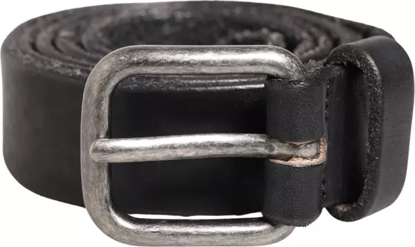 Men Black Leather Metal Buckle Belt