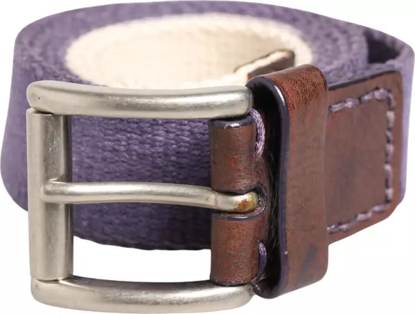 Men Purple Canvas Silver Metal Buckle Belt