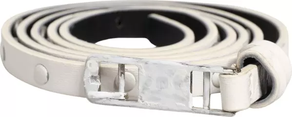 White Leather Studded Cintura Belt