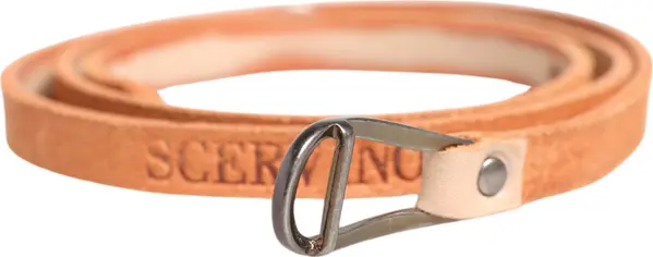 Women Orange Silver Metal Buckle Skinny Belt