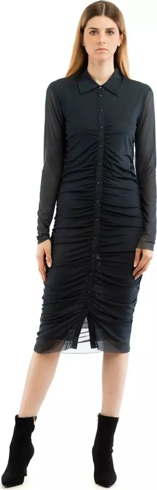 Blue Polyester Casual Dress