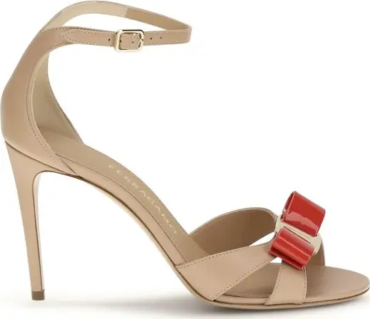 Beige Calf Leather Bos Taurus Stiletto Heel Sandals