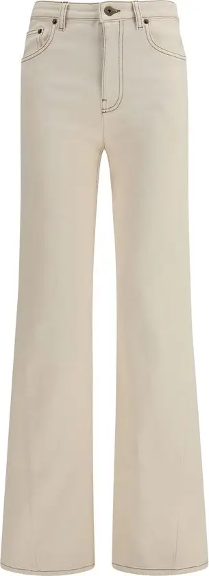 Beige Cotton Bootcut Jeans