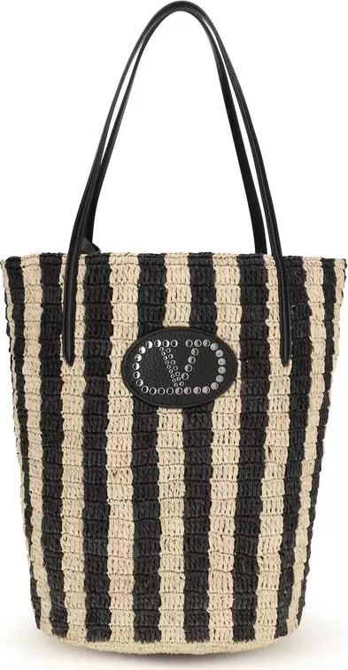 Black Raffia Backet Bag