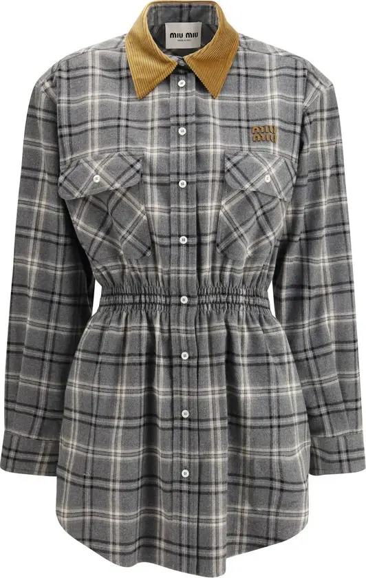 Gray Cotton Casual Dress